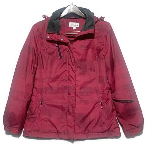 Port Authority Zip Up Hooded Jacket Women's Large Cranberry Red Lined - Picture 1 of 8